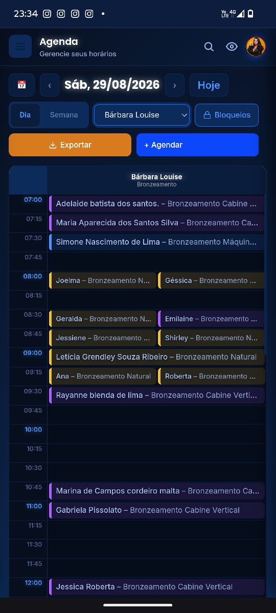 Agenda mobile modo escuro