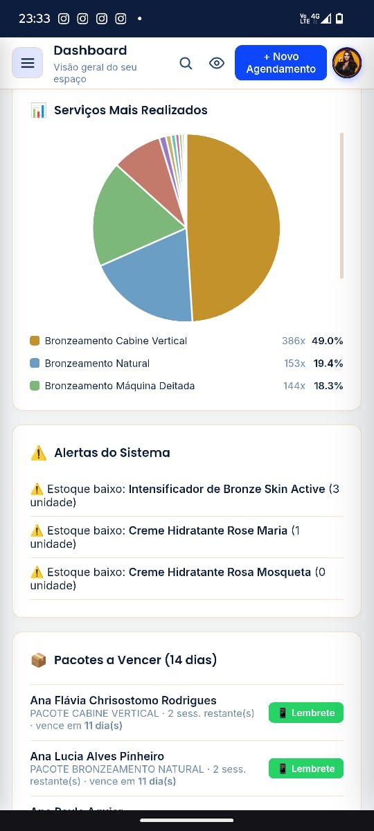 Dashboard mobile modo claro